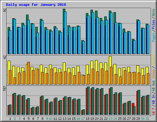 Daily usage for January 2016