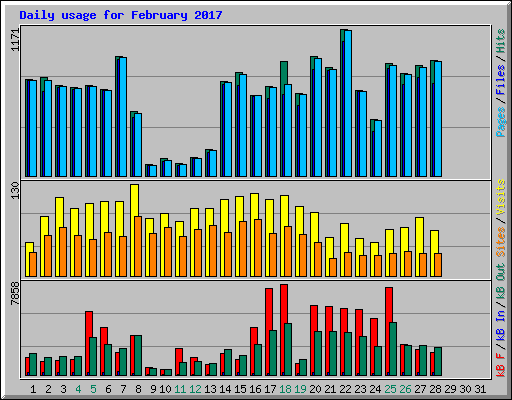 Daily usage for February 2017