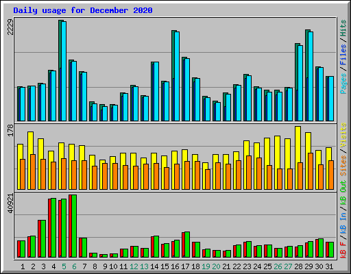 Daily usage for December 2020