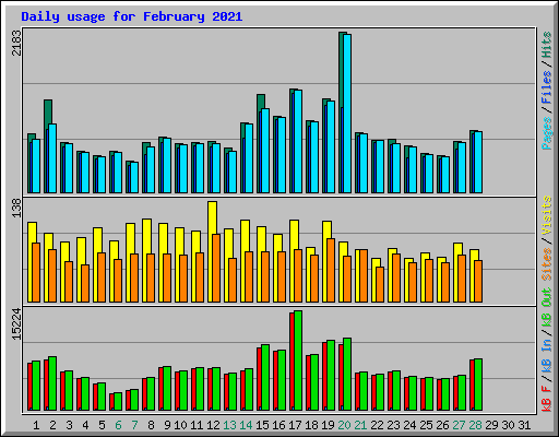 Daily usage for February 2021