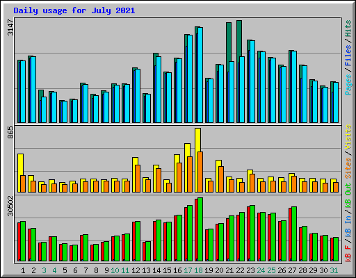 Daily usage for July 2021