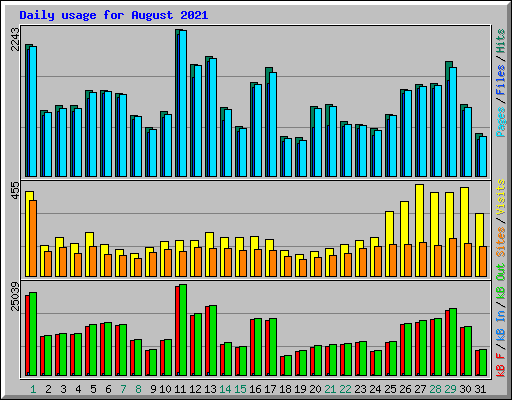 Daily usage for August 2021