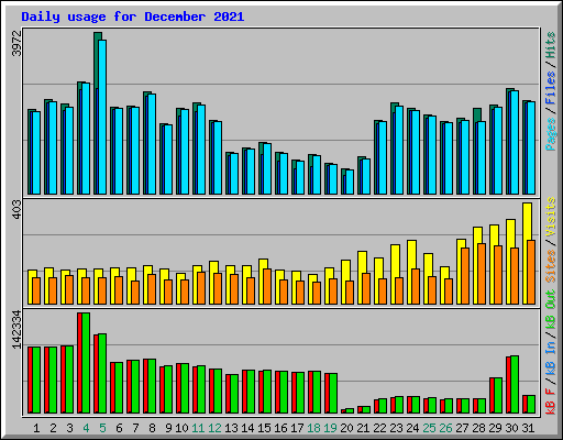 Daily usage for December 2021