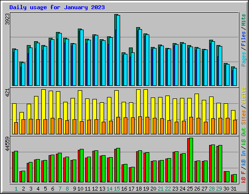 Daily usage for January 2023
