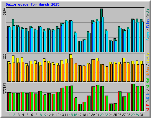 Daily usage for March 2025