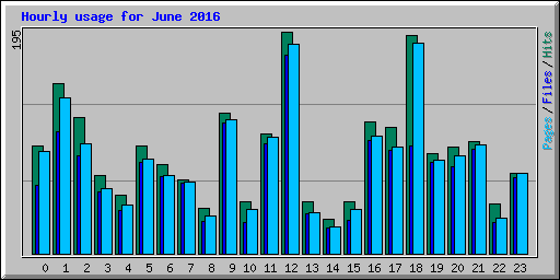 Hourly usage for June 2016