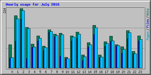 Hourly usage for July 2016