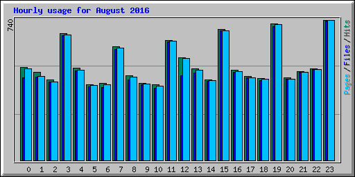 Hourly usage for August 2016