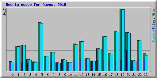 Hourly usage for August 2019